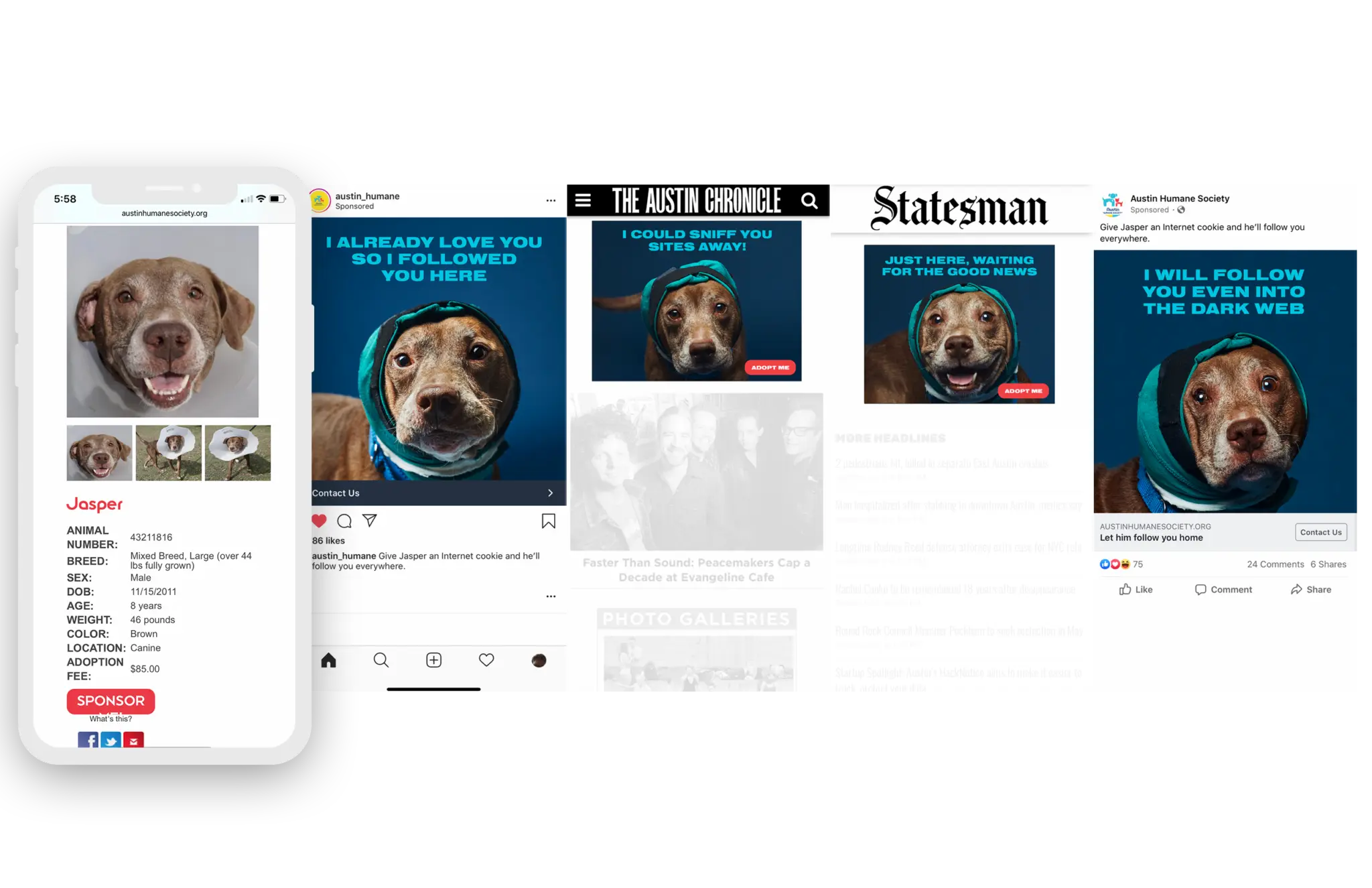 Austin Humane Society retargeting ad user flow